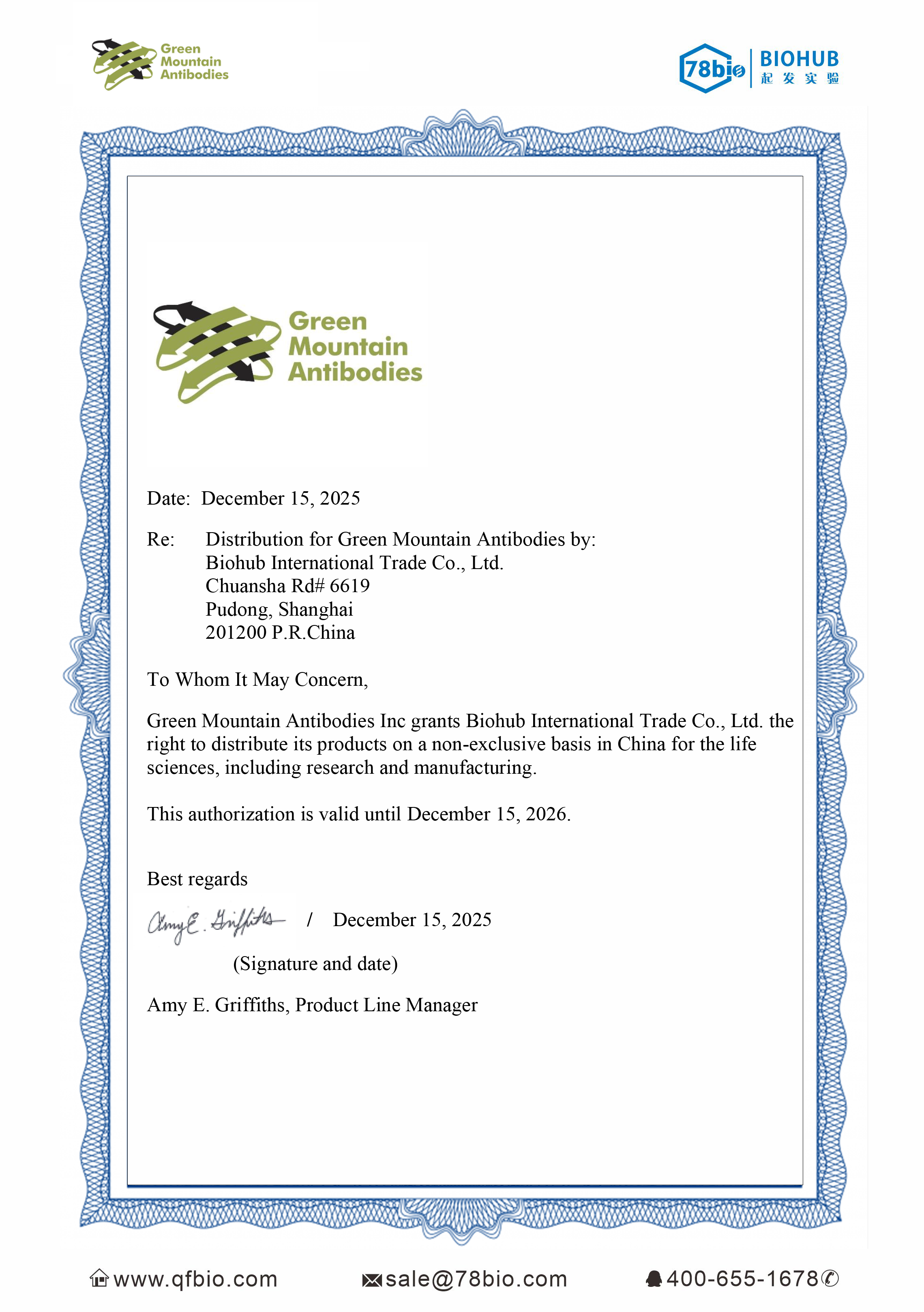Green Mountain Antibodies代理商 2026授權代理-上海起發