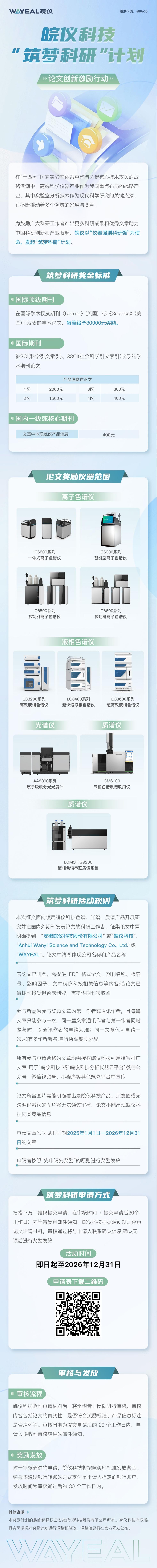 高額獎勵，論文征集！皖儀科技“筑夢科研