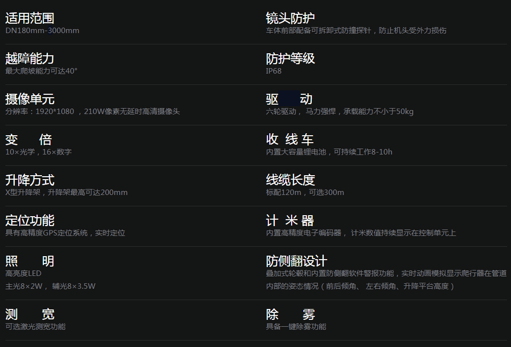 S190C 管道检测机器人