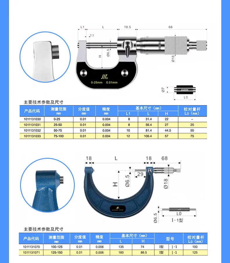 成量外径千分尺0-25mm 螺旋测微器